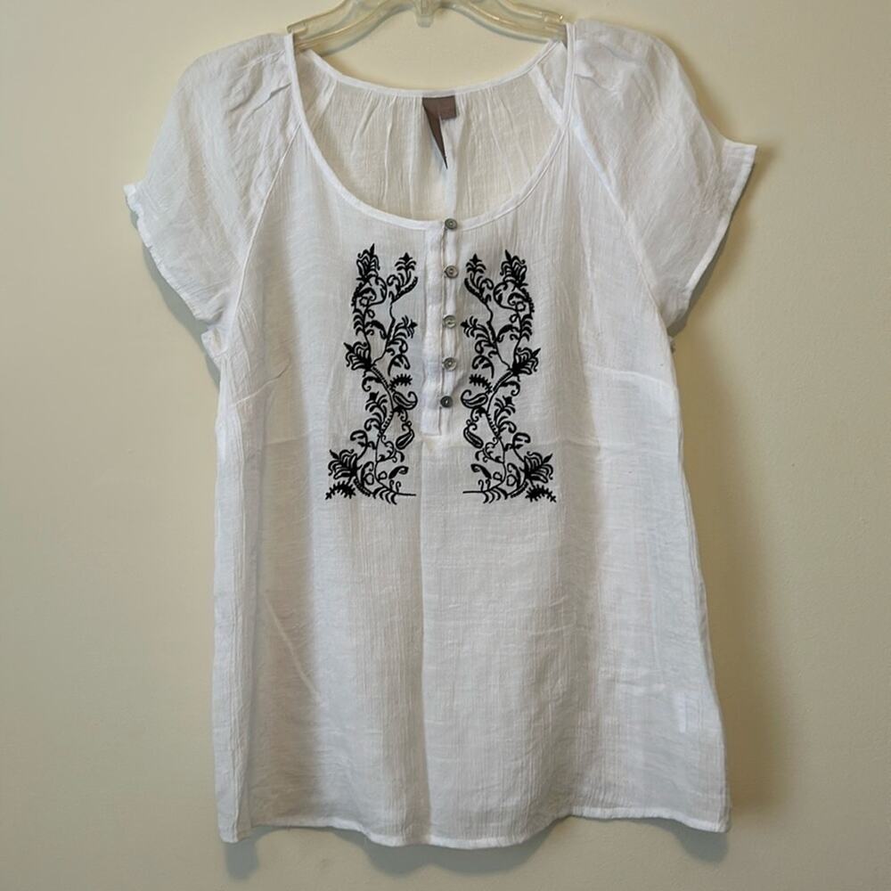 Brina & EM Black Embroidery Blouse Size PM